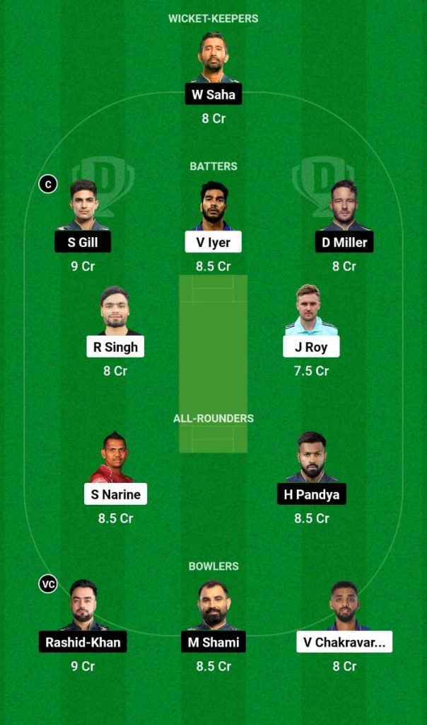 KKR vs GT Dream11 Prediction, Fantasy Tips