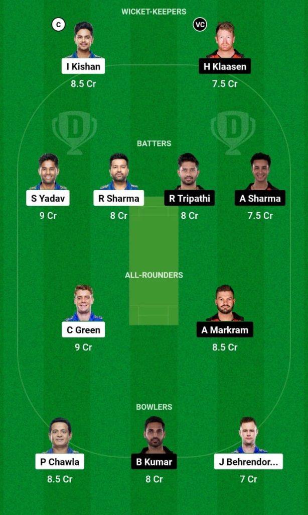 MI vs SRH Dream11 Prediction, Fantasy Tips