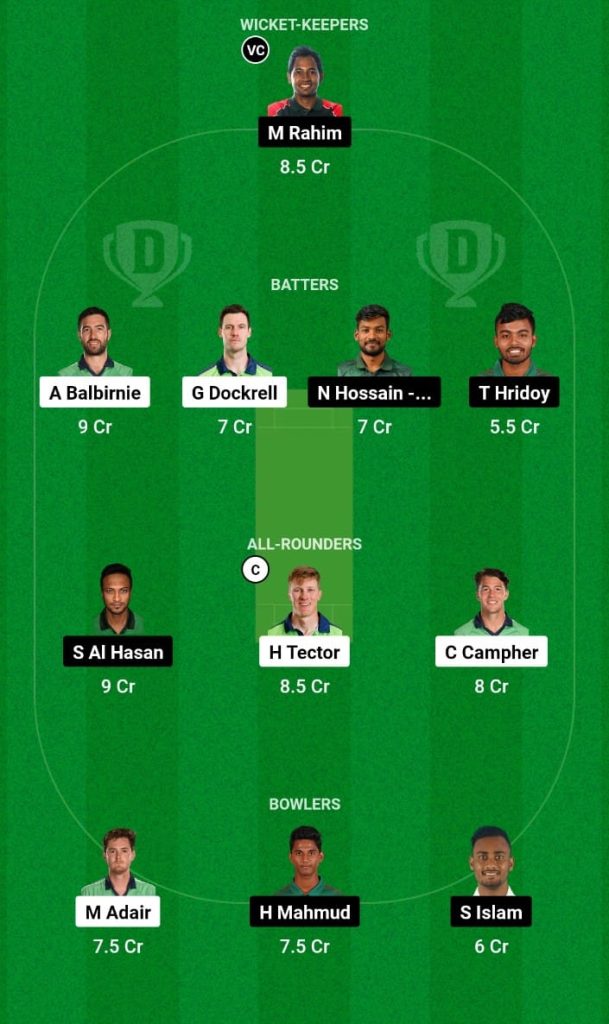 IRE vs BAN Dream11 Prediction, Fantasy Tips