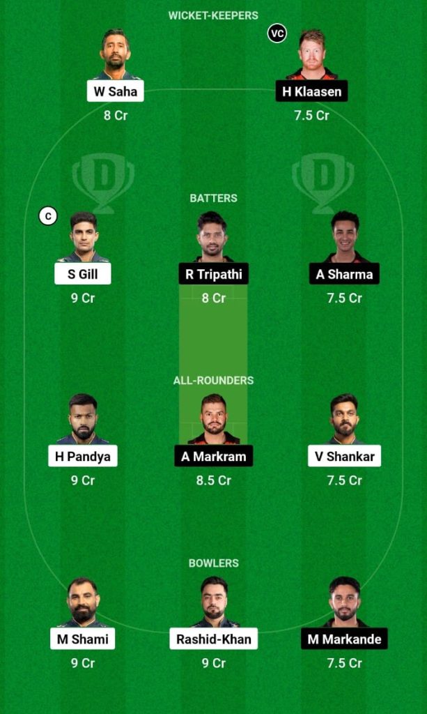 GT vs SRH Dream11 Prediction, Fantasy Tips