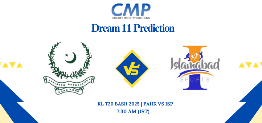 PAHK vs ISP Dream11 Prediction, Match 10, KL T20 Bash 2025