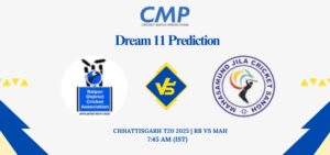 RB vs MAH Dream11 Prediction Chhattisgarh T20 2025 Match 15 Fantasy Tips