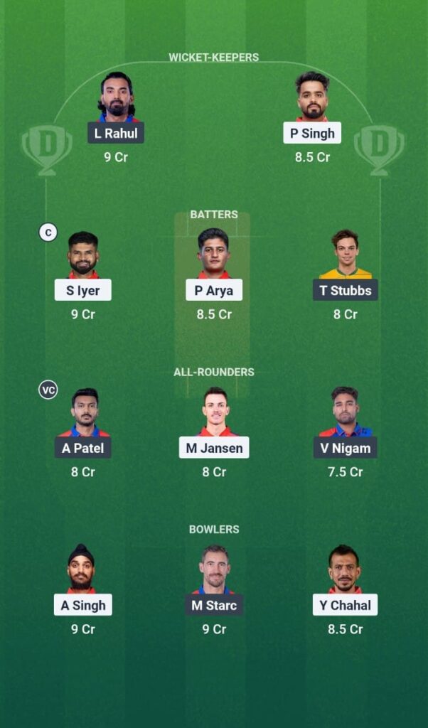 PBKS vs DC Dream11 Prediction Match 58- IPL 2025 Tips Playing 11 & Pitch Report