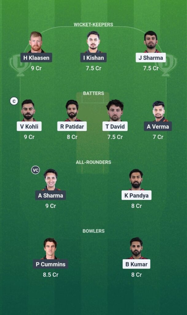 RCB vs SRH Dream11 Prediction IPL 2025 Match 65 Fantasy Tips
