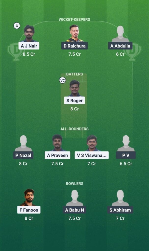 TVR vs KOD Dream11 Prediction Today Match Kerala Men's T20 Challenger Trophy 2025 Match 15 Fantasy Tips