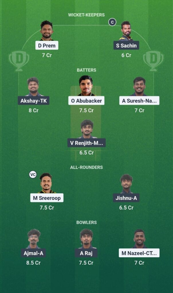 KAN vs PAL Dream11 Prediction Today Match Kerala Men's T20 Challenger Trophy 2025 Match 16 Fantasy Tips