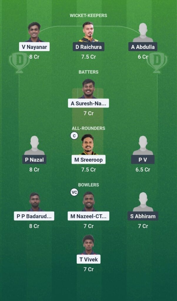 KAN vs KOD Dream11 Prediction Today Match Kerala Men’s T20 Challenger Trophy 2025 Match 17 Fantasy Tips