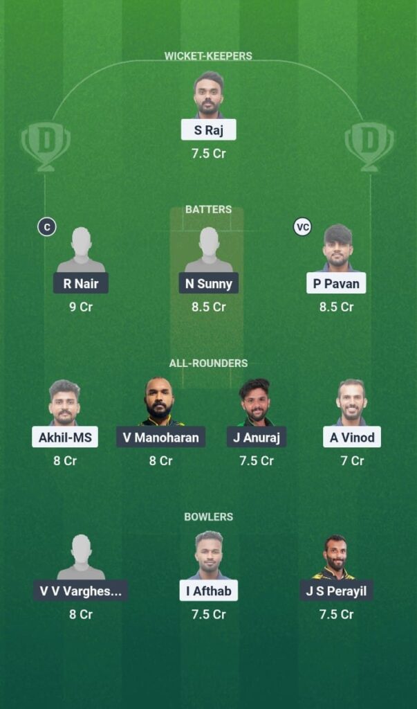 ERL vs CDS Dream11 Prediction Today Match Kerala Men's T20 Challenger Trophy 2025 Match 23 Fantasy Tips