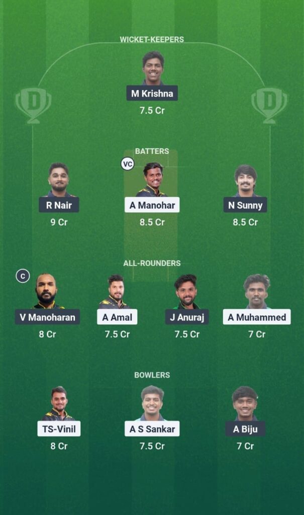 KOL vs CDS Dream11 Prediction Today Match Kerala Men's T20 Challenger Trophy 2025 Match 25 Fantasy Tips