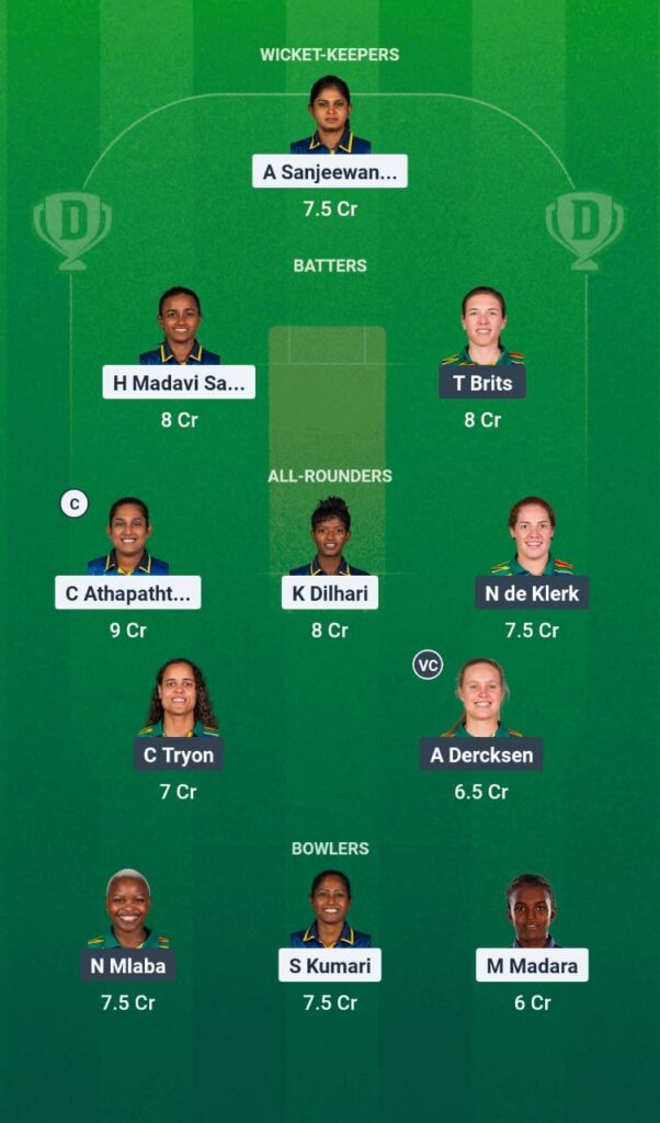 SL-W vs SA-W Dream11 Prediction Sri Lanka Women's Tri-Nation Series 2025 Match 6 Fantasy Tips