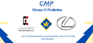 GUC vs LEX Dream11 Prediction KCC T20 Challengers B League Edition 2 2025 Match 13 Fantasy Tips