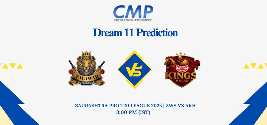 ZWS vs AKH Dream11 Prediction Today Match Saurashtra Pro T20 League 2025 Match 9 Fantasy Tips