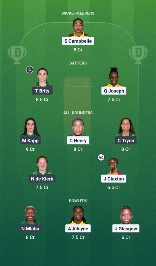 WI-W vs SA-W Dream11 Prediction South Africa Women tour of West Indies 2025 2nd T20I Fantasy Tips