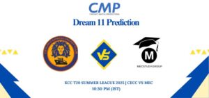 CECC vs MEC Dream11 Prediction KCC T20 Summer League 2025 Match 13 Fantasy Tips