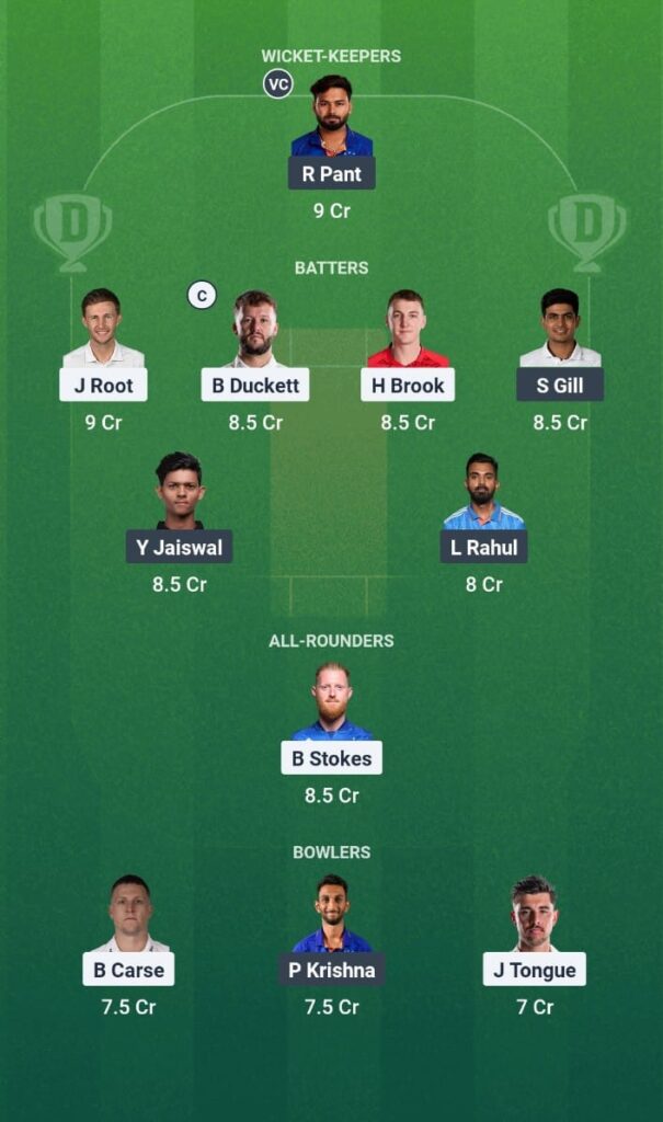 ENG vs IND Dream11 Prediction 2nd Test- India tour of England 2025.