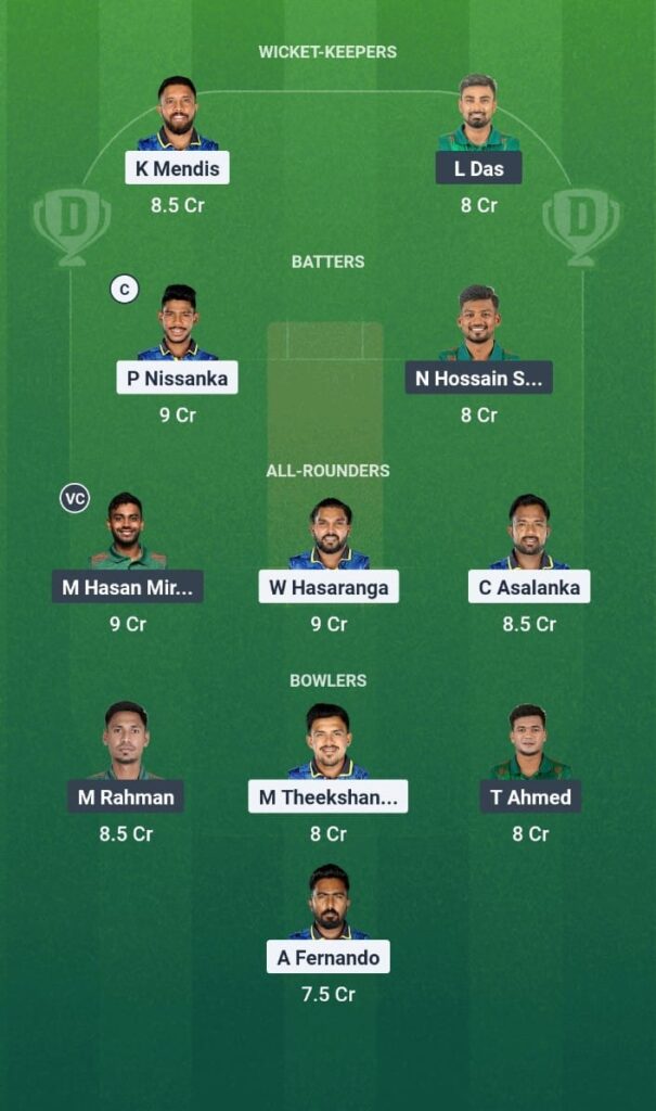 SL vs BAN Dream11 Prediction Bangladesh Tour of Sri Lanka 2025 1st ODI Fantasy Tips