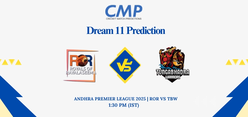 ROR vs TBW Dream11 Prediction Today Match Andhra Premier League 2025 Match 10 Fantasy Tips